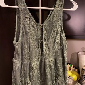 American Eagle Green Lacy Tank
